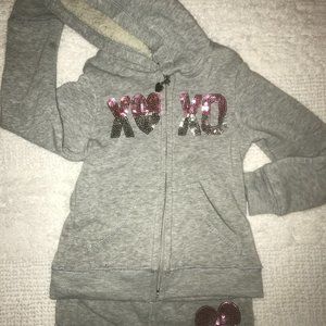 Toddler Grey Sequin Heart Sweatsuit -3t